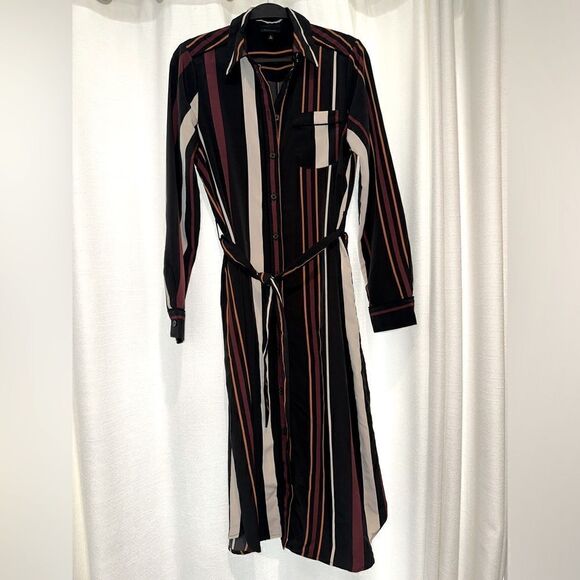Who What Wear- striped satin shirt dress - Picture 1 of 6